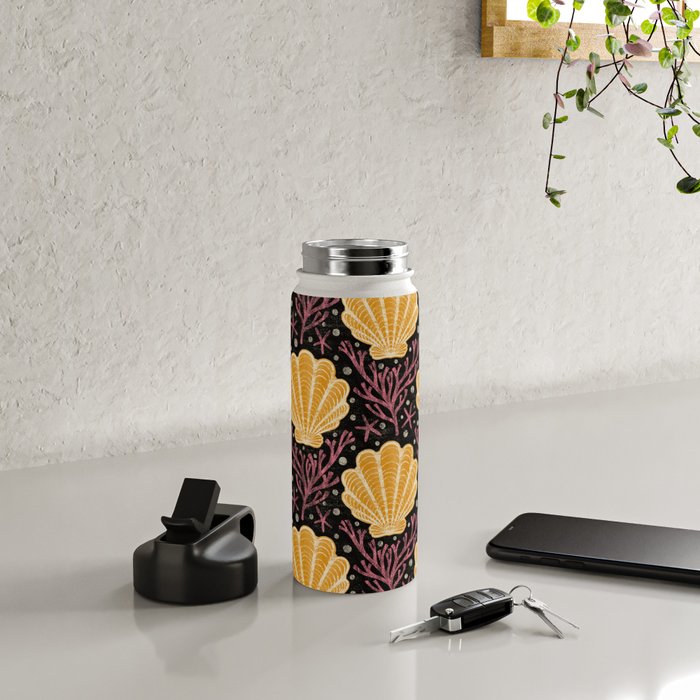 Seashell - marigold and black Water Bottle Gallery Image 4