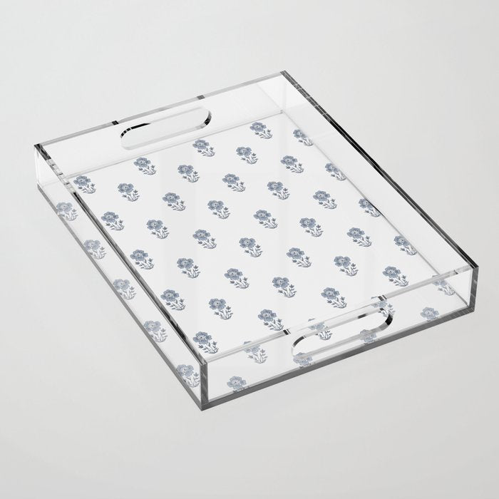 Hydrangea Block Print Acrylic Tray Gallery Image 1