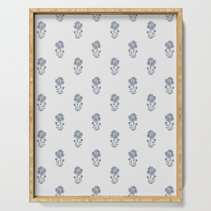 Hydrangea Block Print Serving Tray Gallery Image 1