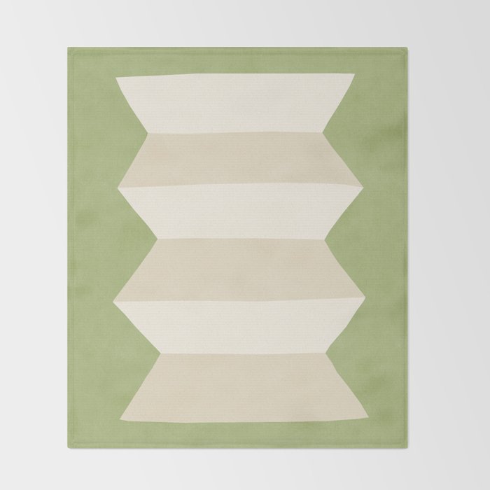Geometric Vase - White Ivory on Green  Throw Blanket Gallery Image 2