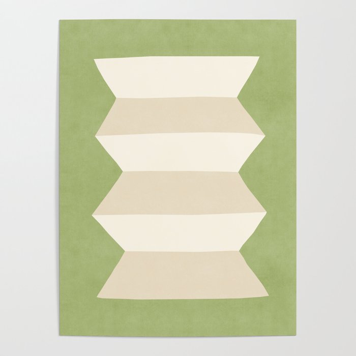 Geometric Vase - White Ivory on Green  Poster Gallery Image 1