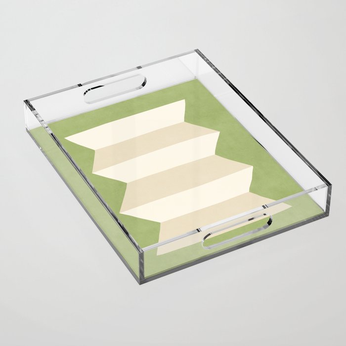 Geometric Vase - White Ivory on Green  Acrylic Tray Gallery Image 1