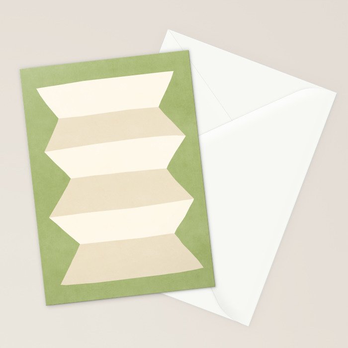 Geometric Vase - White Ivory on Green  Stationery Card Gallery Image 2
