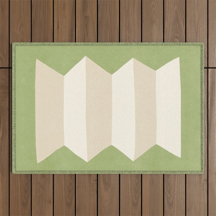 Geometric Vase - White Ivory on Green  Outdoor Rug Gallery Image 1