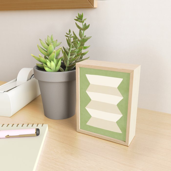 Geometric Vase - White Ivory on Green  Mini Art Print Gallery Image 2