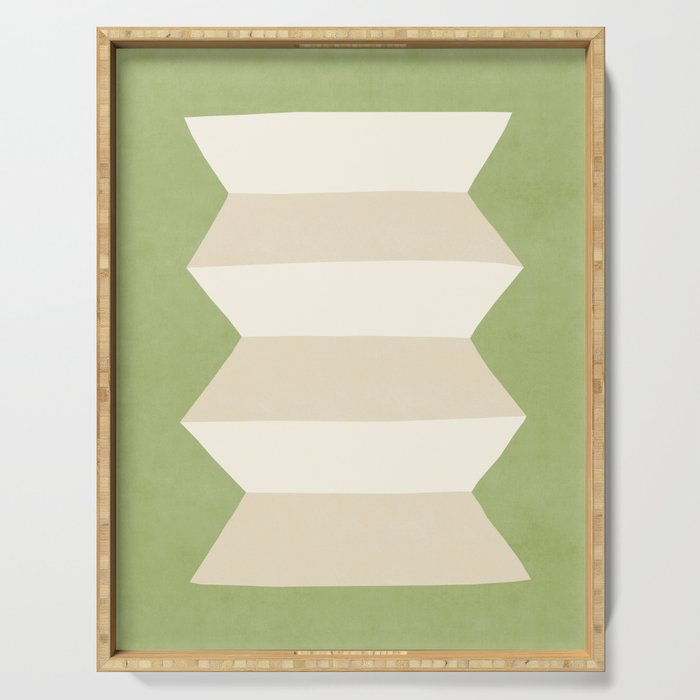 Geometric Vase - White Ivory on Green  Serving Tray Gallery Image 1