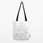 Minimal Line Art Magnolia Flowers Tote Bag Gallery Image 2