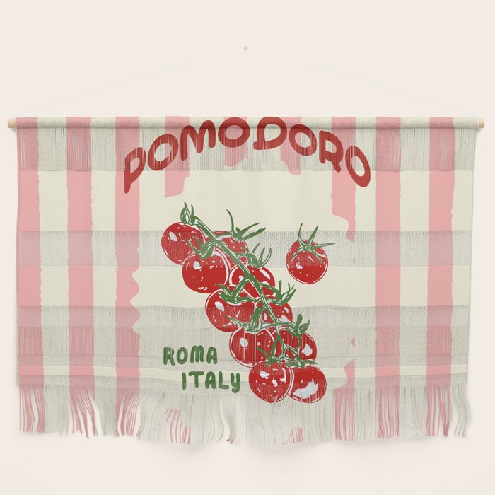 Pomodoro Tomatoes Retro Pink Stripes Wall Hanging Gallery Image 1