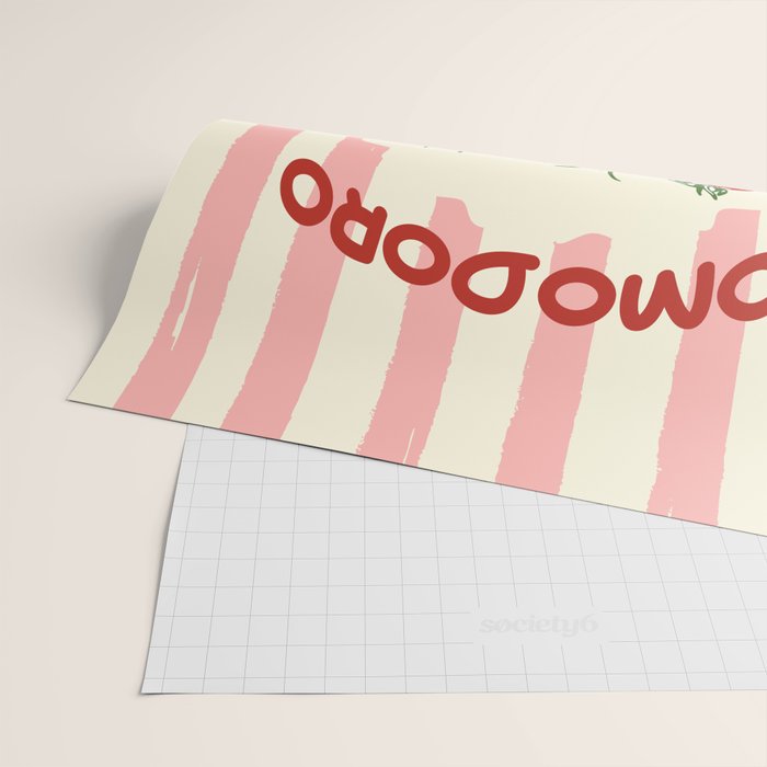 Pomodoro Tomatoes Retro Pink Stripes Wrapping Paper Gallery Image 2