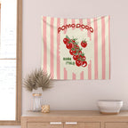 Pomodoro Tomatoes Retro Pink Stripes Wall Tapestry Gallery Image 2