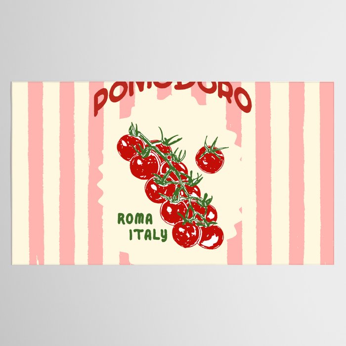 Pomodoro Tomatoes Retro Pink Stripes Tablecloth Gallery Image 2