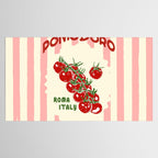 Pomodoro Tomatoes Retro Pink Stripes Tablecloth Gallery Image 2