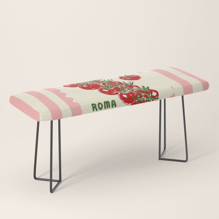 Pomodoro Tomatoes Retro Pink Stripes Bench Gallery Image 1