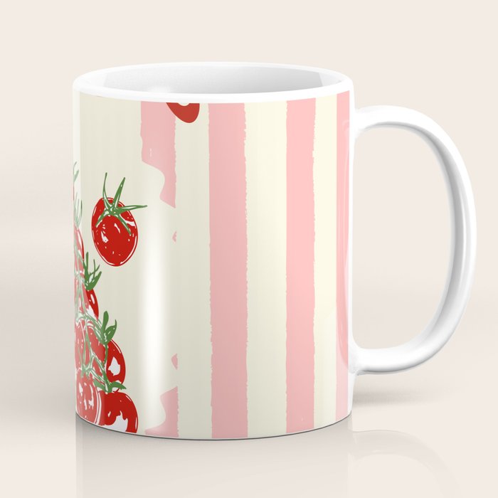Pomodoro Tomatoes Retro Pink Stripes Coffee Mug Gallery Image 1