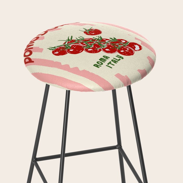 Pomodoro Tomatoes Retro Pink Stripes Stool Gallery Image 2