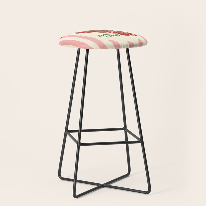 Pomodoro Tomatoes Retro Pink Stripes Stool Gallery Image 1