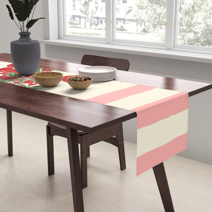 Pomodoro Tomatoes Retro Pink Stripes Table Runner Gallery Image 2