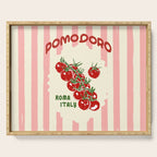 Pomodoro Tomatoes Retro Pink Stripes Serving Tray Gallery Image 1