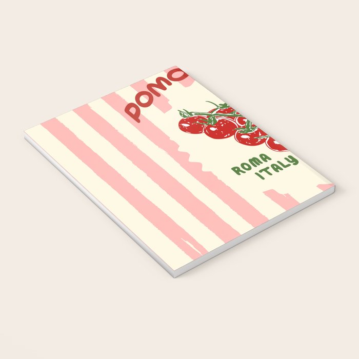 Pomodoro Tomatoes Retro Pink Stripes Notebook Gallery Image 3