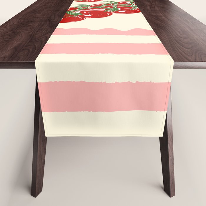 Pomodoro Tomatoes Retro Pink Stripes Table Runner Gallery Image 1