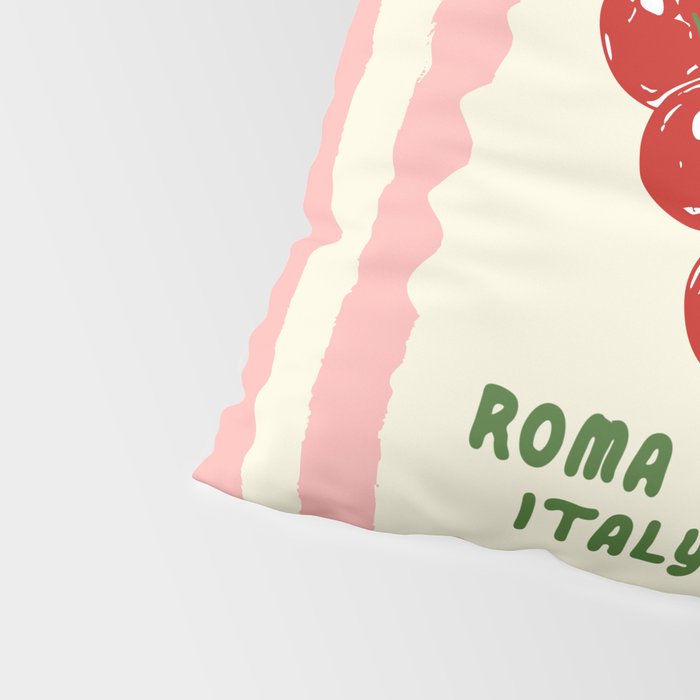 Pomodoro Tomatoes Retro Pink Stripes Pillow Sham Gallery Image 4