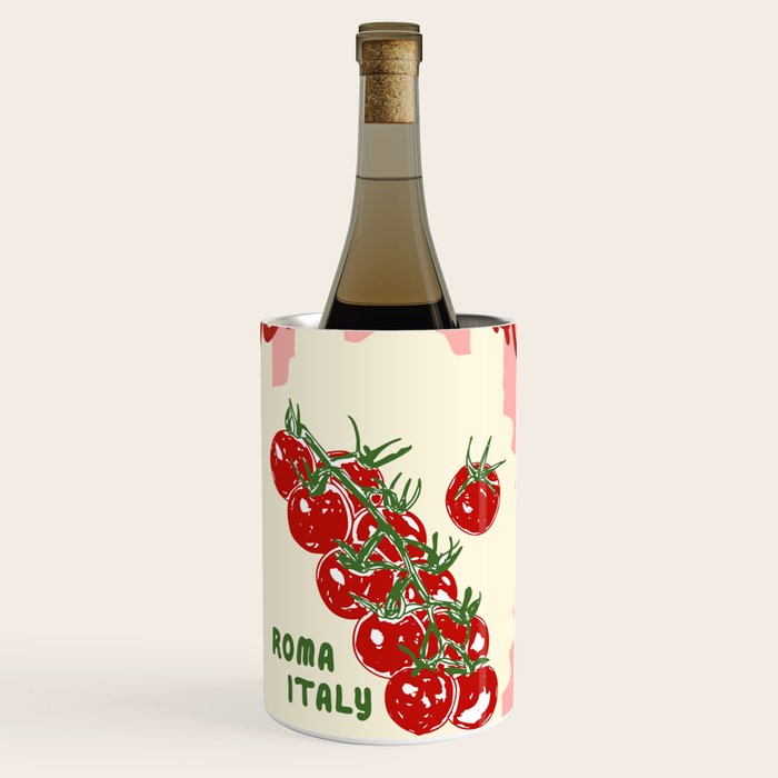Pomodoro Tomatoes Retro Pink Stripes Wine Chiller Gallery Image 1