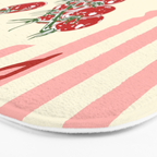 Pomodoro Tomatoes Retro Pink Stripes Bath Mat Gallery Image 3