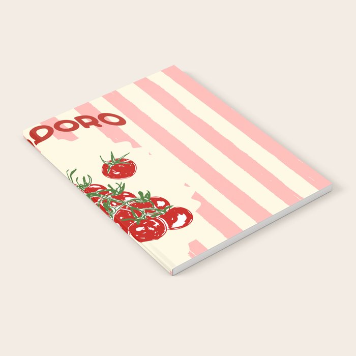 Pomodoro Tomatoes Retro Pink Stripes Notebook Gallery Image 2