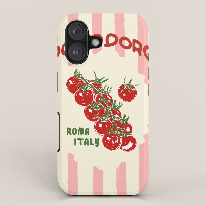 Pomodoro Tomatoes Retro Pink Stripes iPhone Case Gallery Image 1