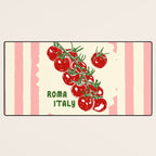 Pomodoro Tomatoes Retro Pink Stripes Desk Mat Gallery Image 3