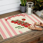 Pomodoro Tomatoes Retro Pink Stripes Outdoor Rug Gallery Image 2