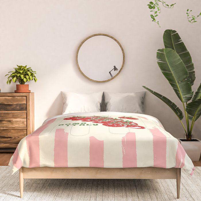 Pomodoro Tomatoes Retro Pink Stripes Comforter Gallery Image 3
