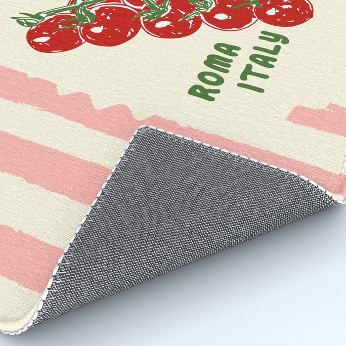 Pomodoro Tomatoes Retro Pink Stripes Rug Gallery Image 4