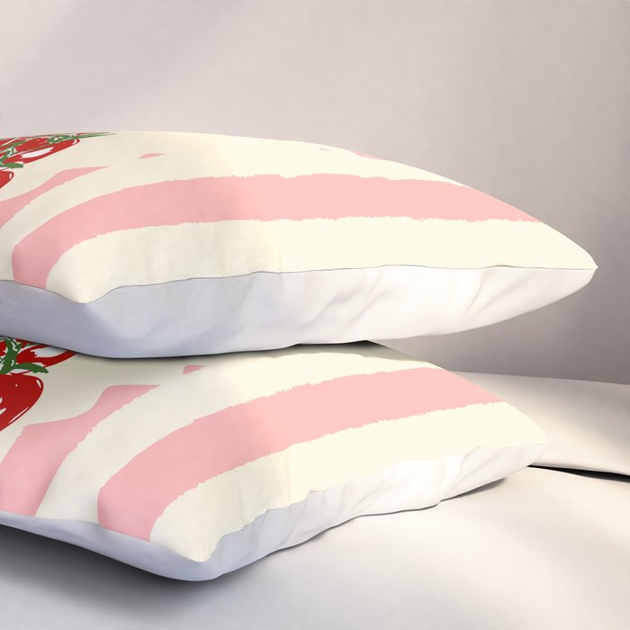 Pomodoro Tomatoes Retro Pink Stripes Pillow Sham Gallery Image 3