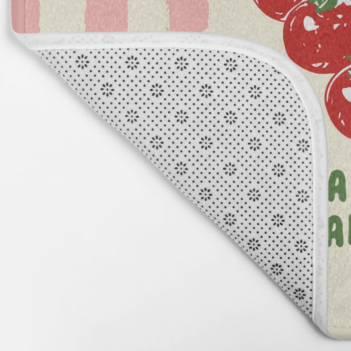 Pomodoro Tomatoes Retro Pink Stripes Bath Mat Gallery Image 2