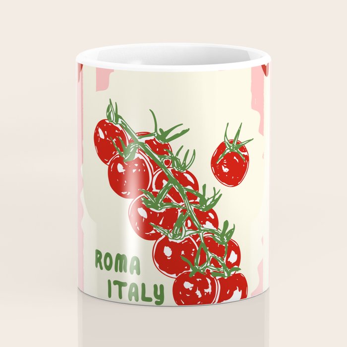 Pomodoro Tomatoes Retro Pink Stripes Coffee Mug Gallery Image 4
