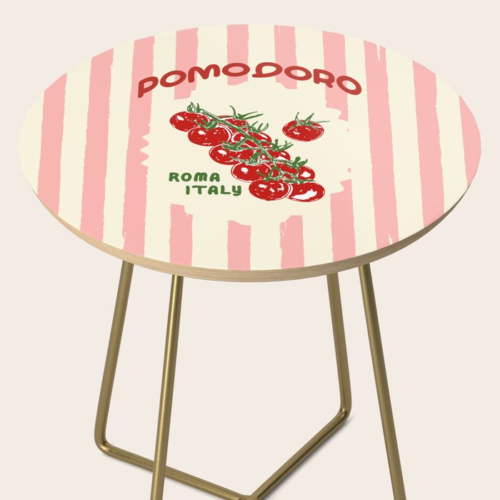 Pomodoro Tomatoes Retro Pink Stripes Side Table Gallery Image 2