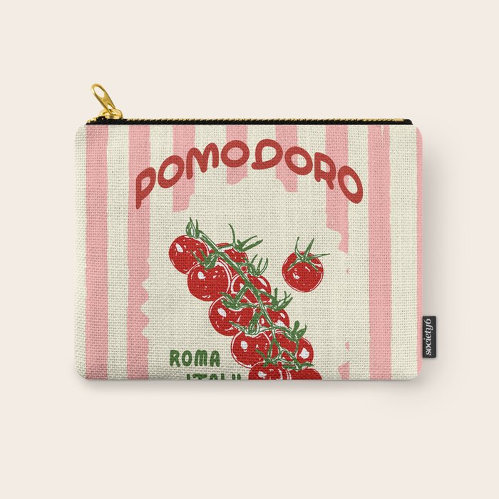 Pomodoro Tomatoes Retro Pink Stripes Carry All Pouch Gallery Image 1