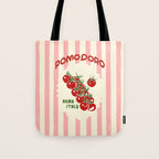 Pomodoro Tomatoes Retro Pink Stripes Tote Bag Gallery Image 1