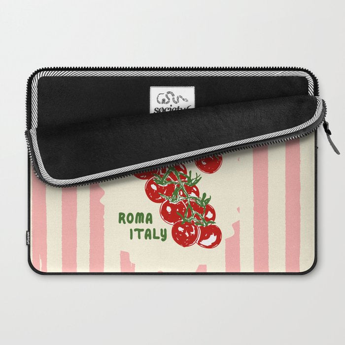 Pomodoro Tomatoes Retro Pink Stripes Laptop Sleeve Gallery Image 2