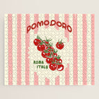 Pomodoro Tomatoes Retro Pink Stripes Jigsaw Puzzle Gallery Image 1