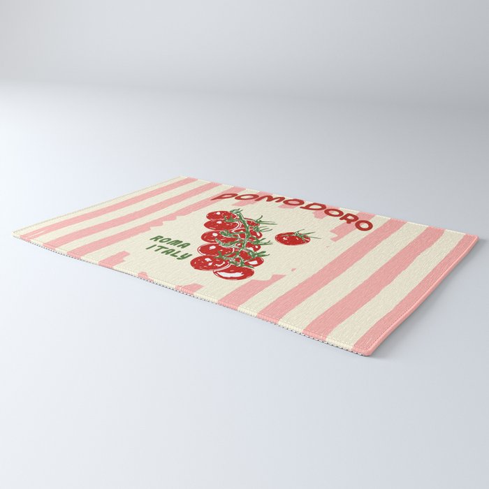 Pomodoro Tomatoes Retro Pink Stripes Rug Gallery Image 3