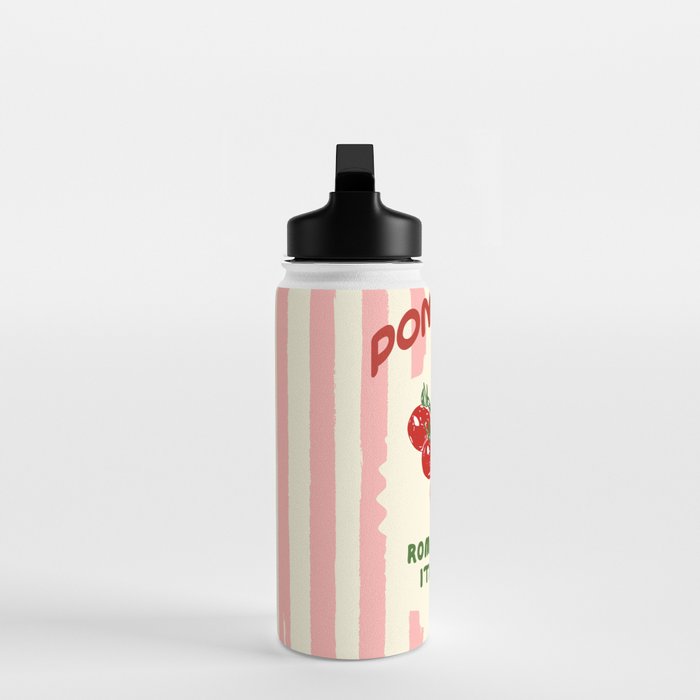 Pomodoro Tomatoes Retro Pink Stripes Water Bottle Gallery Image 3