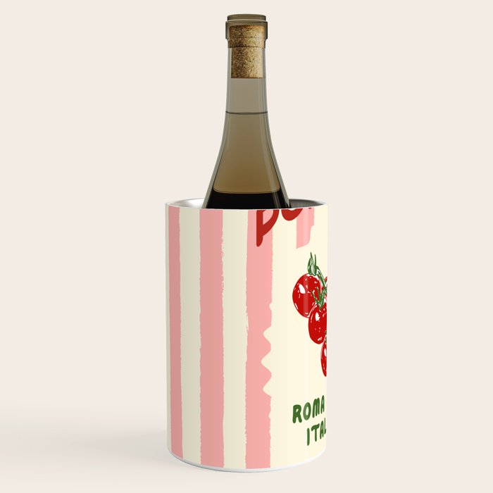 Pomodoro Tomatoes Retro Pink Stripes Wine Chiller Gallery Image 2