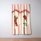 Pomodoro Tomatoes Retro Pink Stripes Window Curtain Gallery Image 3