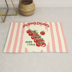 Pomodoro Tomatoes Retro Pink Stripes Rug Gallery Image 1