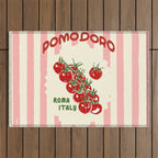 Pomodoro Tomatoes Retro Pink Stripes Outdoor Rug Gallery Image 1