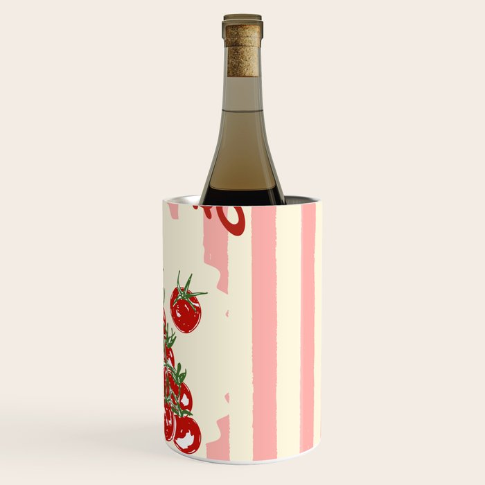Pomodoro Tomatoes Retro Pink Stripes Wine Chiller Gallery Image 3