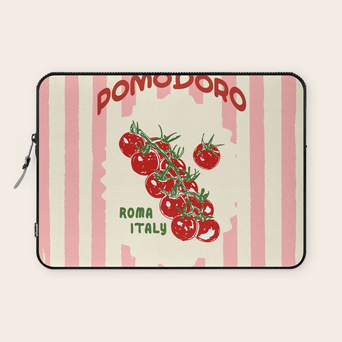 Pomodoro Tomatoes Retro Pink Stripes Laptop Sleeve Gallery Image 1