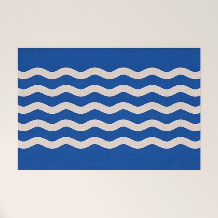 Indigo Waves in Blue and White Welcome Mat Gallery Image 1